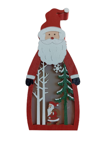 FIGURA DECORATIVA MADERA NAVIDAD PEQ LUZ 3D 91610