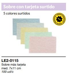 PACK 100 SOBRES Y TARJETAS  COLORES SURTIDOS 