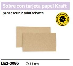 PACK 100 SOBRES Y TARJETAS  PAPEL KRAFT NATURAL