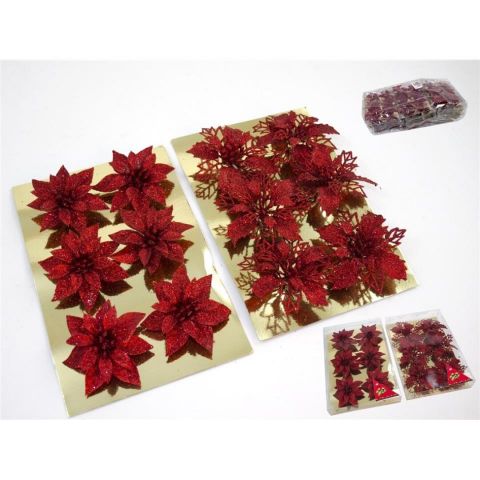 SET 6 FLORES ROJO CLIP 9CM  70701