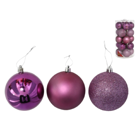 SET 20 BOLAS NAVIDAD 8CM *VIOLETA 784764