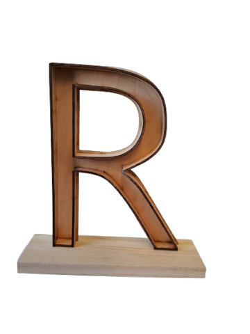 BASE DE LETRAS DE MADERA *R  ALTURA 27 CMS