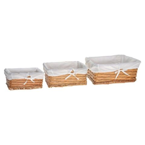 SET 3 CESTOS MIMBRE CON FORRO 38x28x16cm *61838