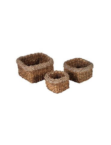 SET 3 CESTAS CUADRADA ANEA BORDE SEAGRASS *44162