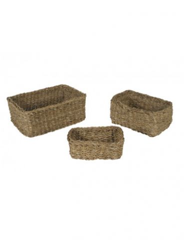 SET 3 CESTAS RECTANGULAR SEAGRASS *44156