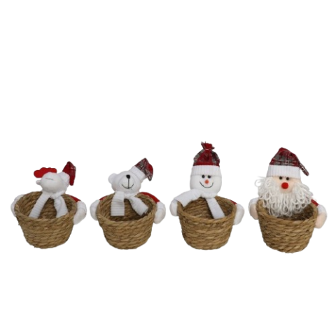 MACETERO CESTO FIGURA NAVIDAD 16X12CM 4STD *986786