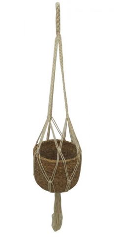 CESTA COLGANTE MACRAME RATAN *BD-24