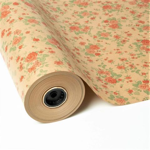 PAPEL KRAFT ESTAMPADO FLORECILLAS 70CMX50M